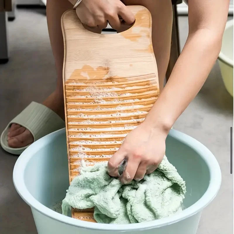 Eco-Friendly Bamboo Washboard - Durable, Thickened Hand-Wash Laundry Board For Home Use