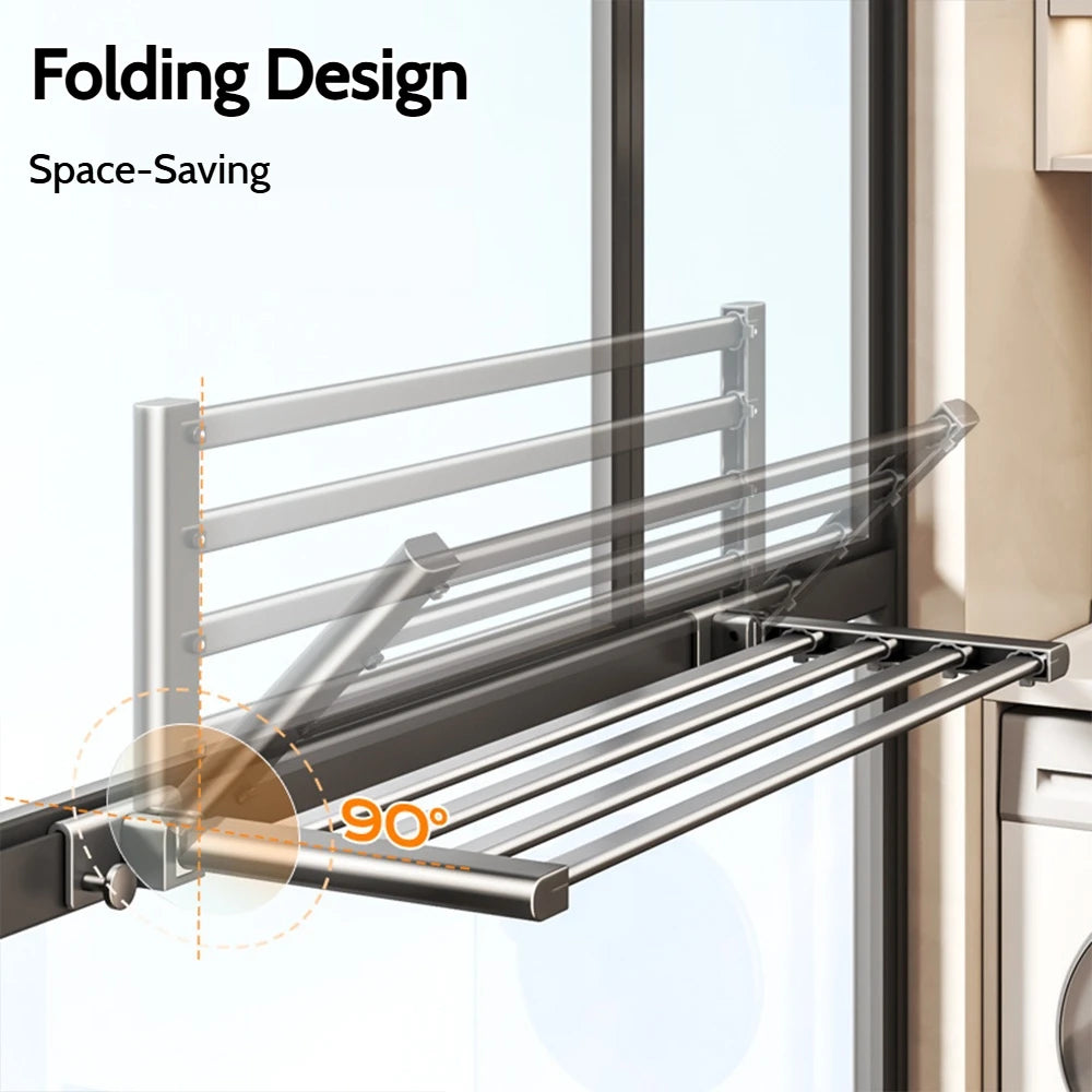 Versatile Foldable Clothes Hanging Rack Clothes Drying Rack Space-Saving Laundry Punch-Free Indoor Balcony Home Drying Clothes